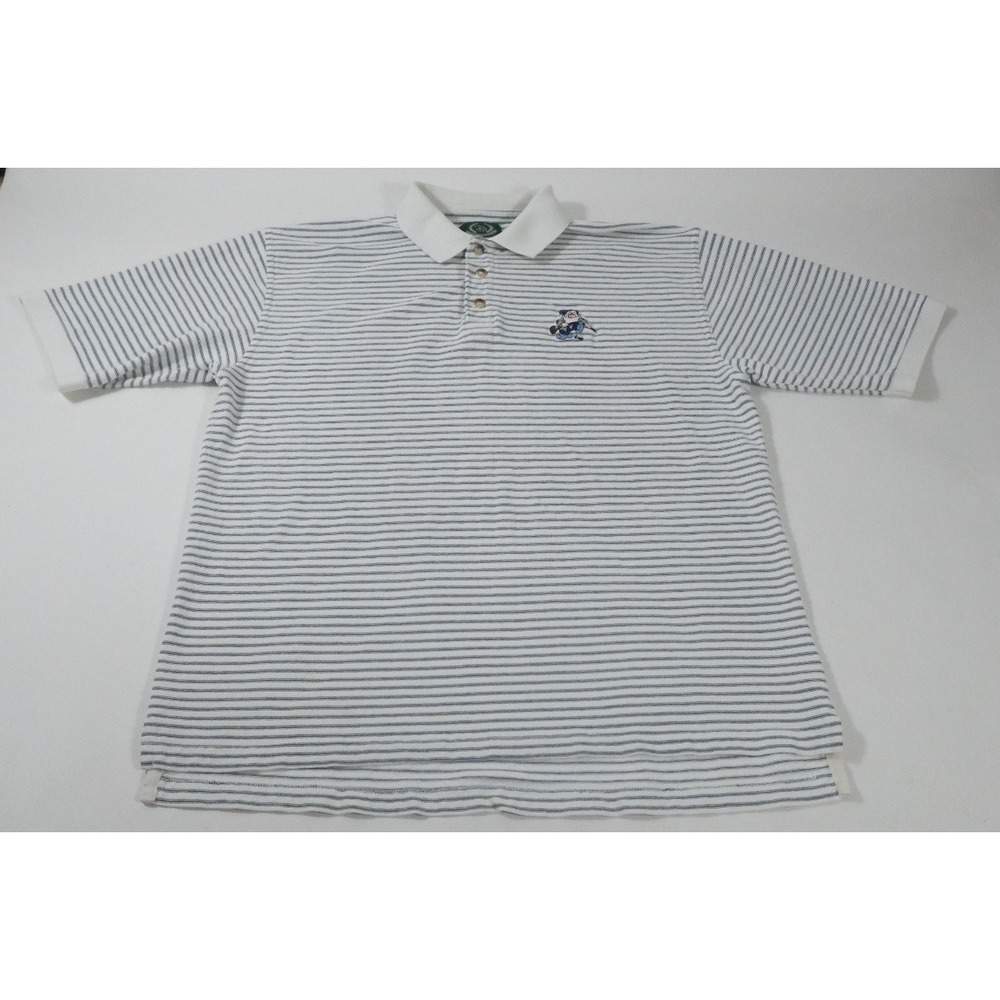Disney Polo Mens XL White Golf Collection Grumpy Dwarf Striped Vintage 90s Shirt